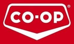 A red and white logo for the co-op.