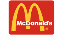 A red background with the word mcdonald written in white.